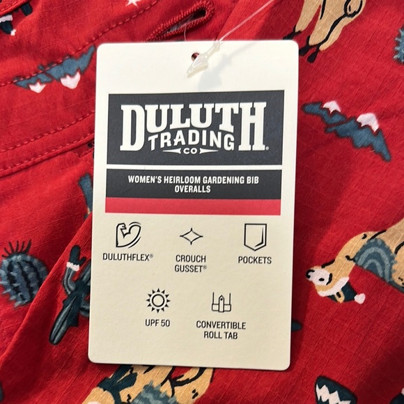 Red Patterned Llama Women's Overalls - Picture 3 of 3